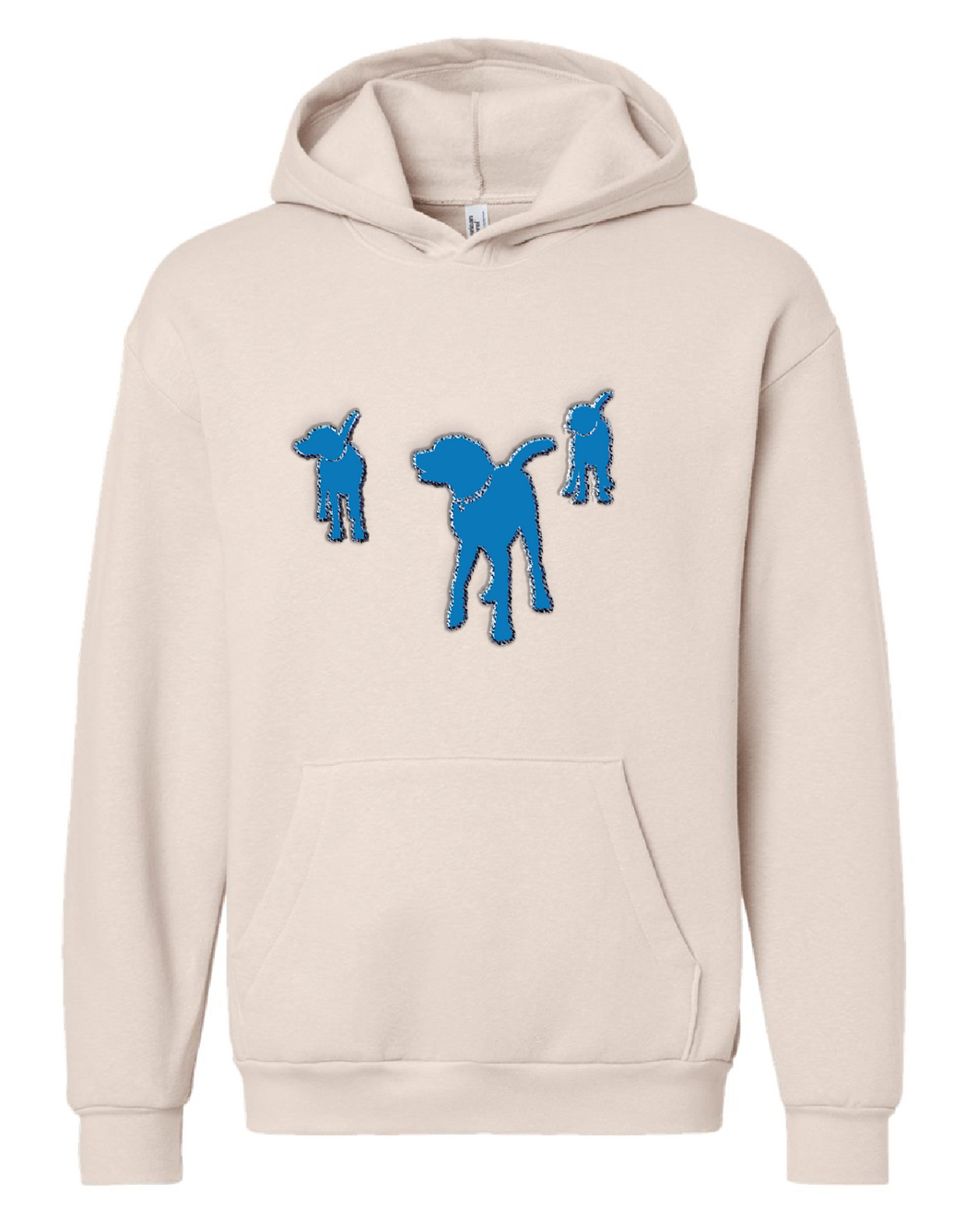 **Beige & Blue Embroidered Hoodie